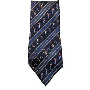 FIRENZE Morfeo Silk Tie Country Club‎ Men's Navy Golf Print Italy Gift Necktie